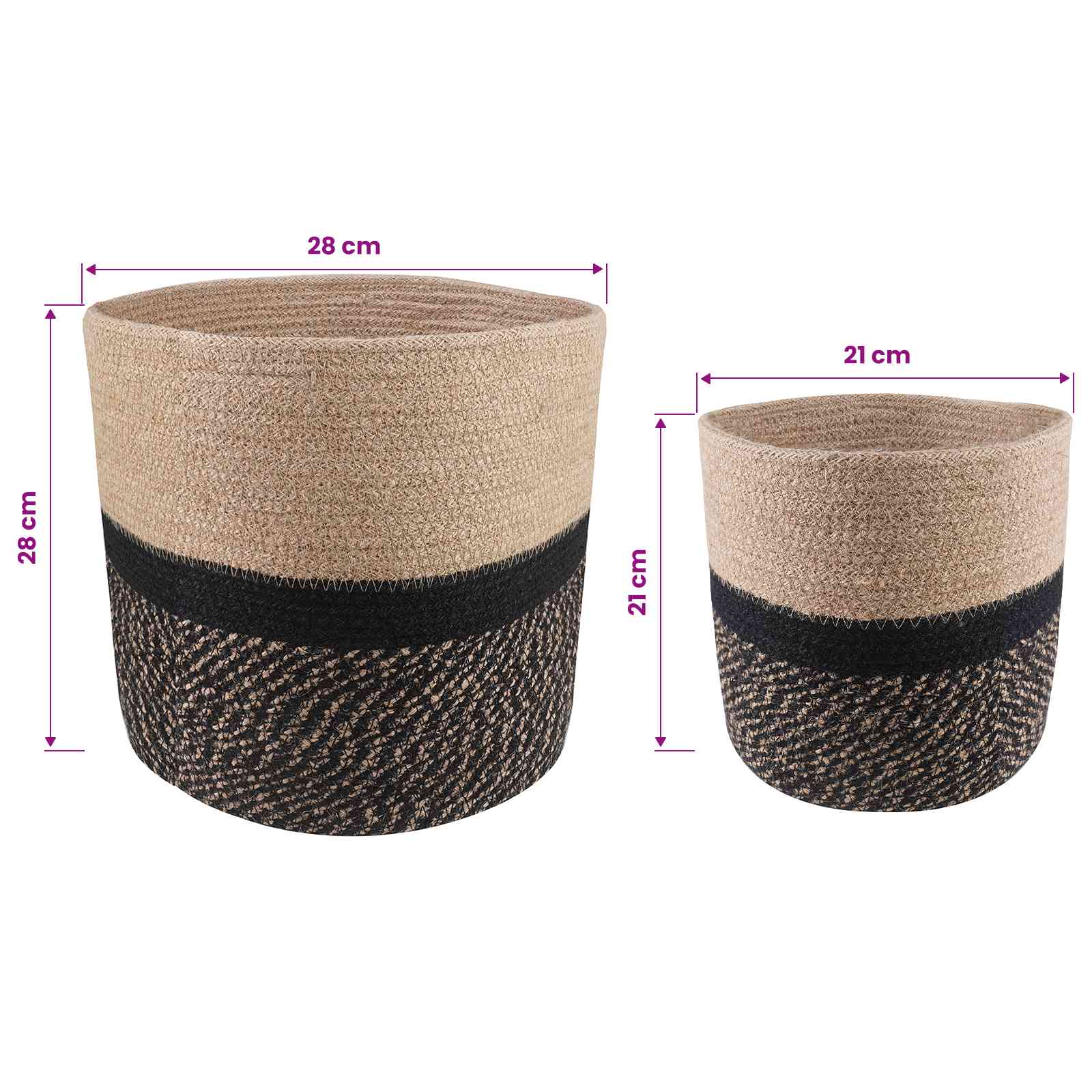 Set saksija za biljke 2 pcs Prirodna i crna Ø 28 x 28 cm
