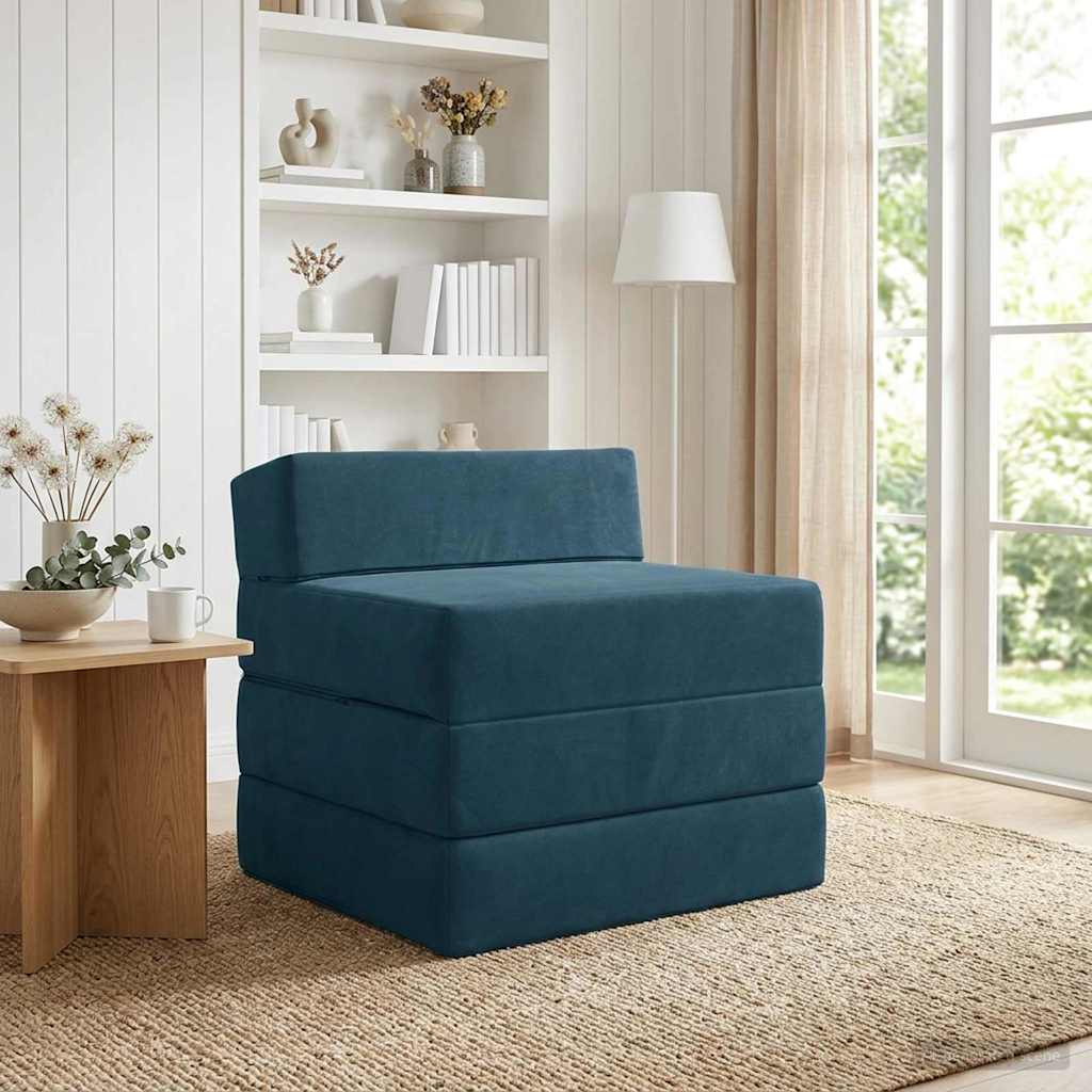 Sofa na razvlačenje Plava 200 x 70 x 10 cm Baršun