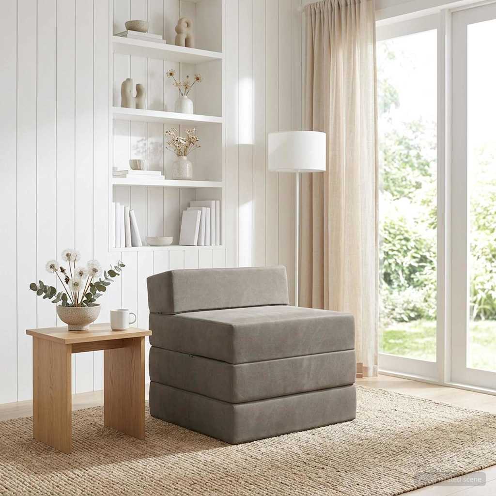 Sofa na razvlačenje Svjetlosiva 200 x 70 x 15 cm Baršun