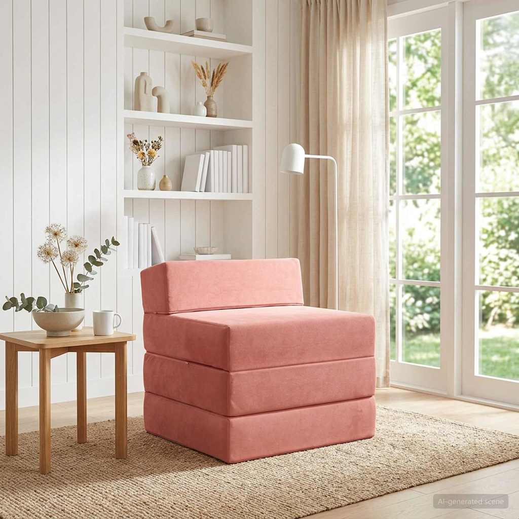 Sofa na razvlačenje Ružičasta 200 x 70 x 15 cm Baršun
