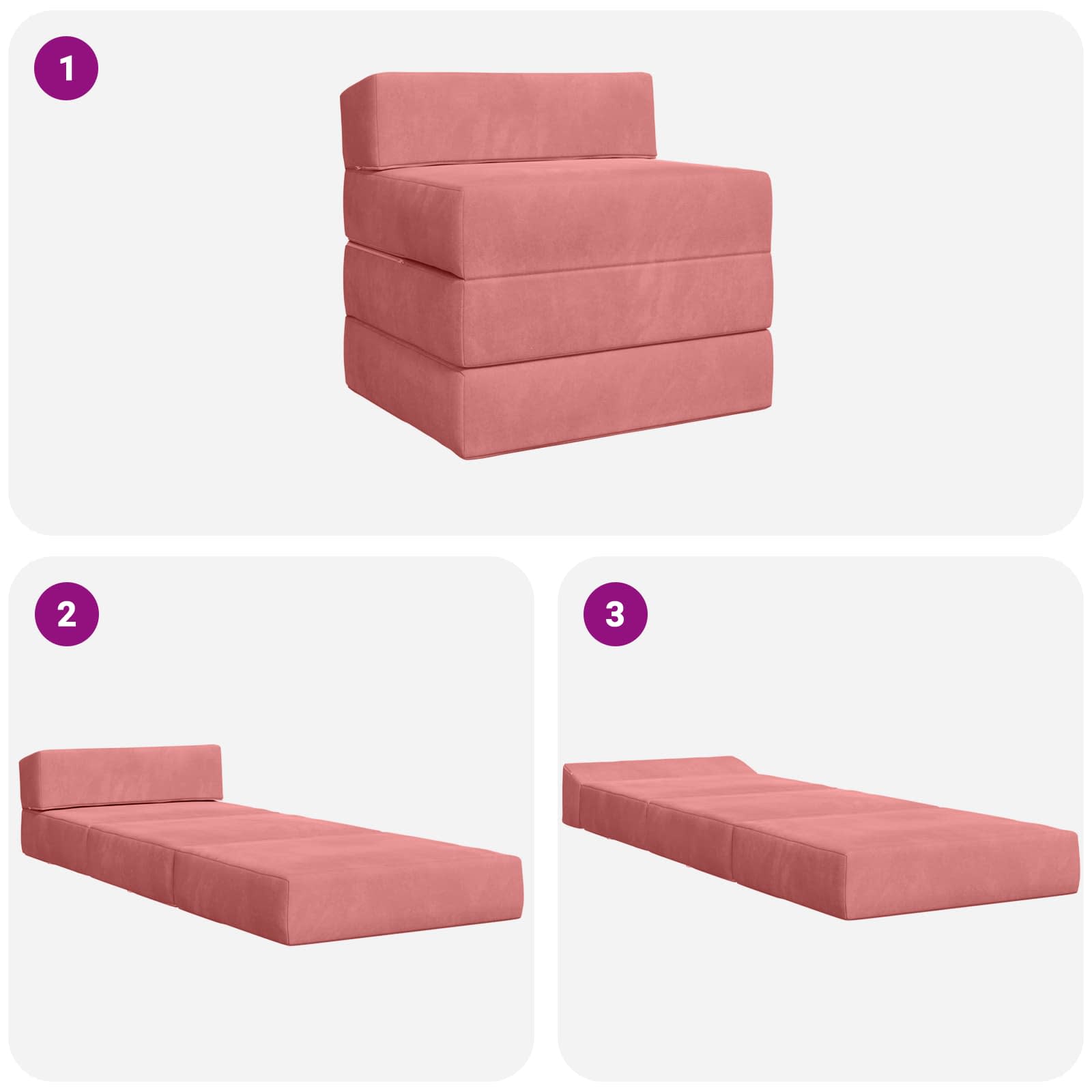Sofa na razvlačenje Ružičasta 200 x 70 x 15 cm Baršun