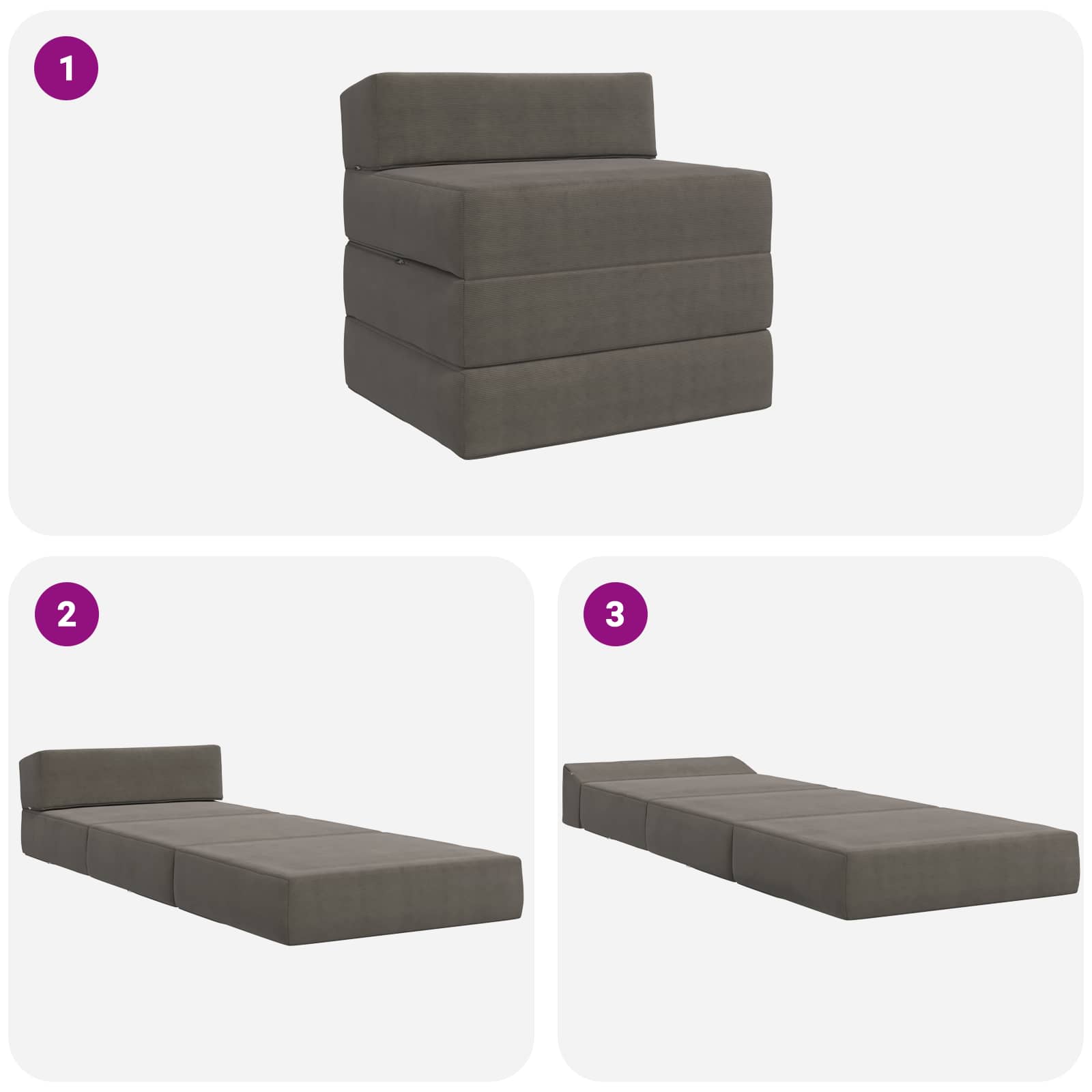 Sofa na razvlačenje Svjetlosiva 200 x 70 x 15 cm