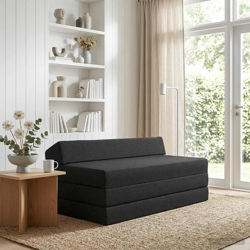 Sofa na razvlačenje Crna 120 x 60 x 49 cm Tkanina