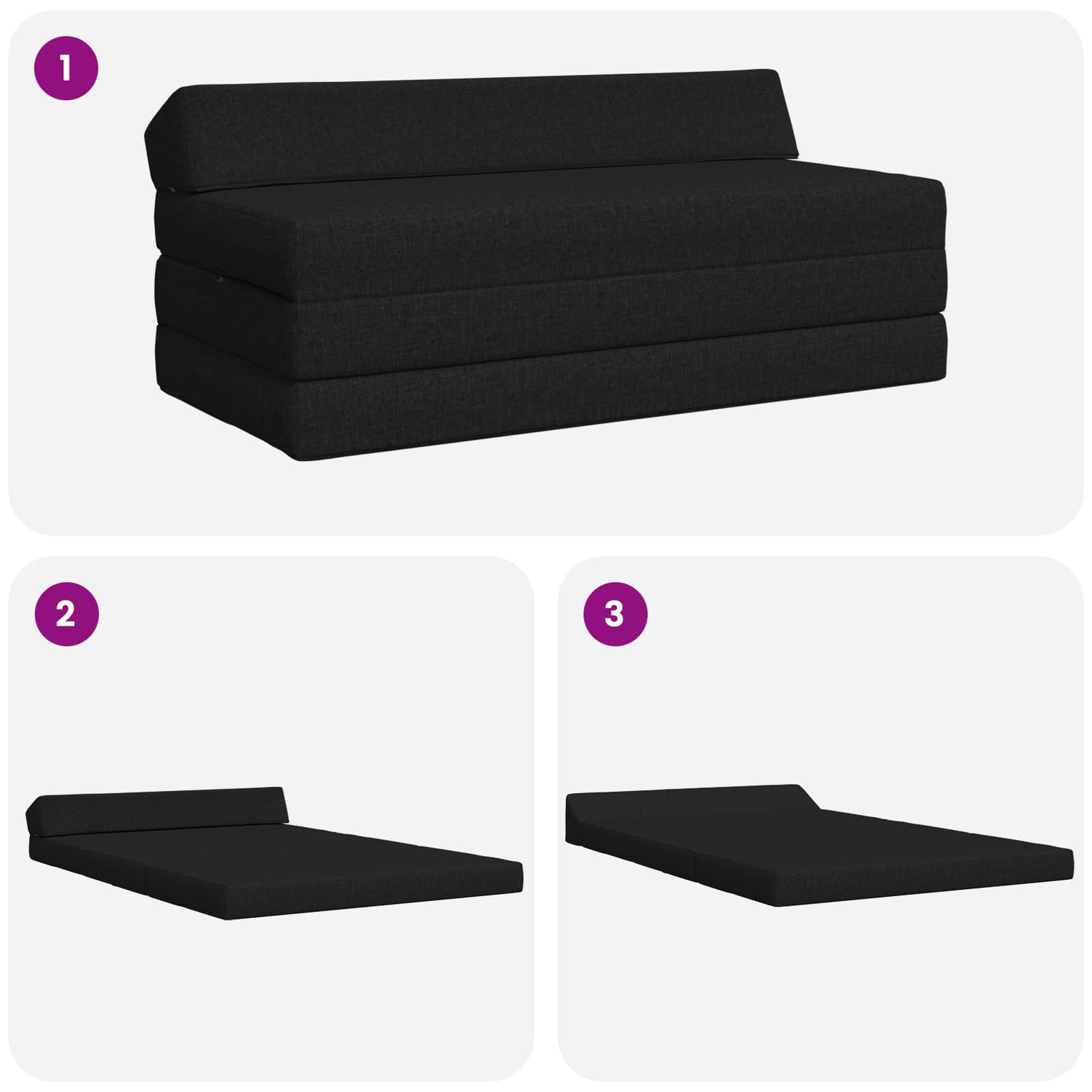Sofa na razvlačenje Crna 120 x 60 x 49 cm Tkanina