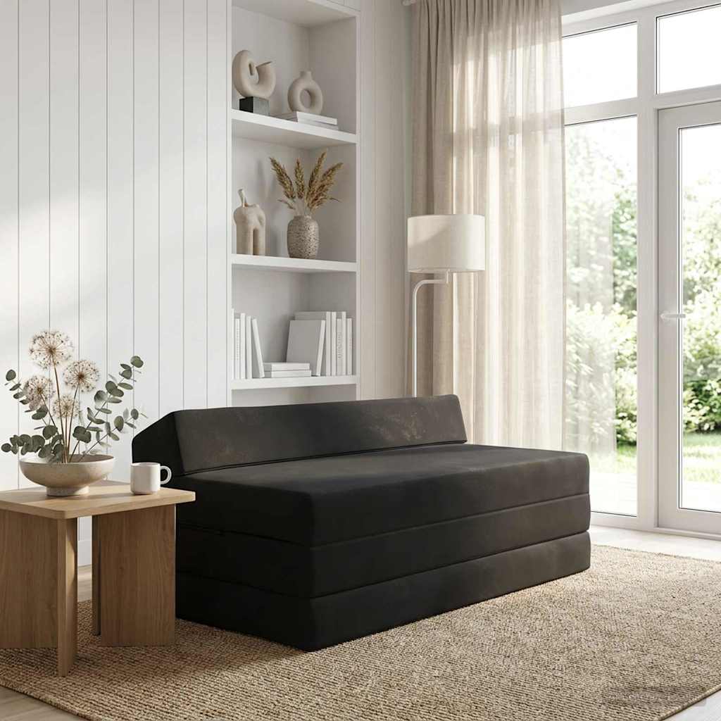 Sofa na razvlačenje Crna 120 x 60 x 49 cm Tkanina