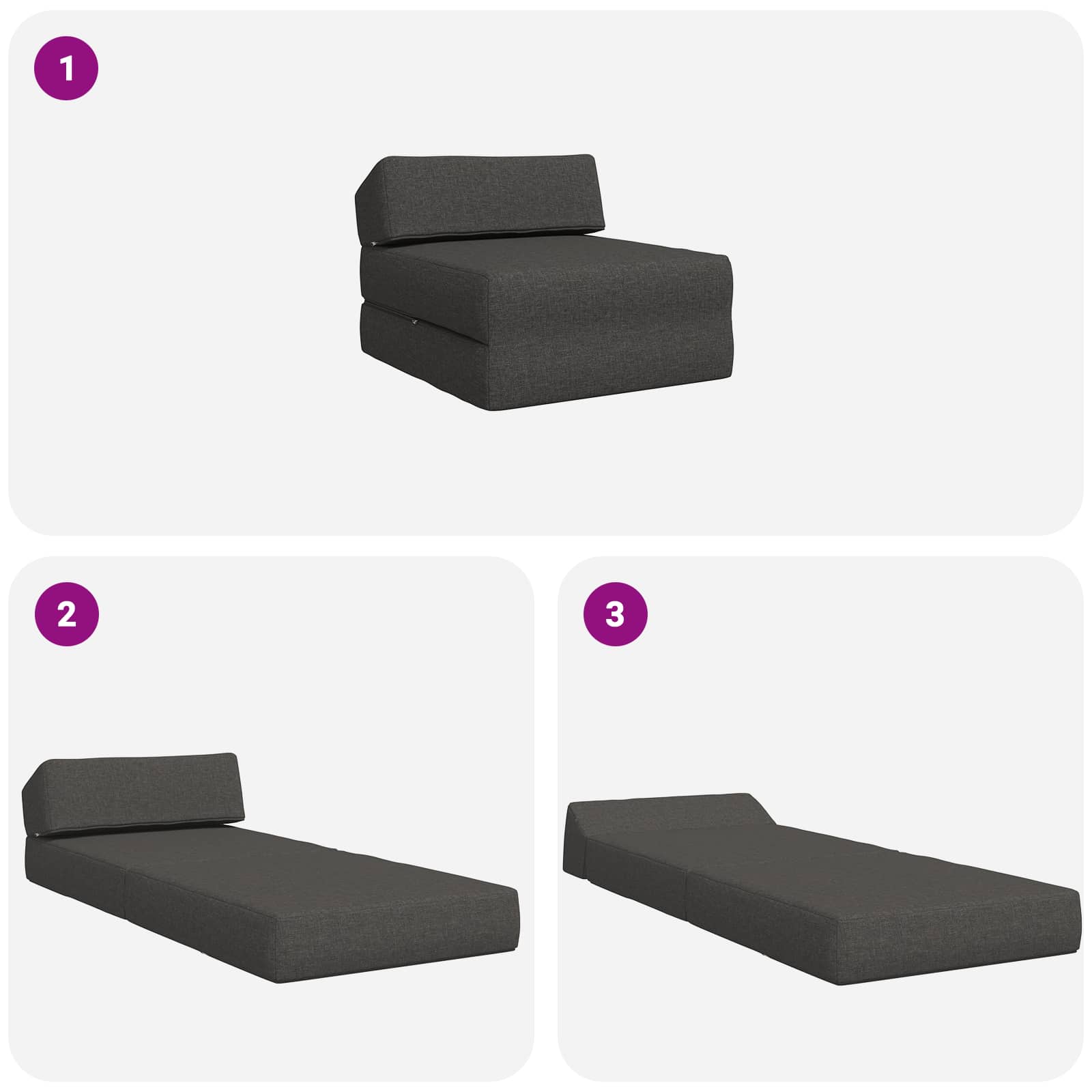 Sofa na razvlačenje Tamnosiva 60 x 70 x 41 cm Tkanina