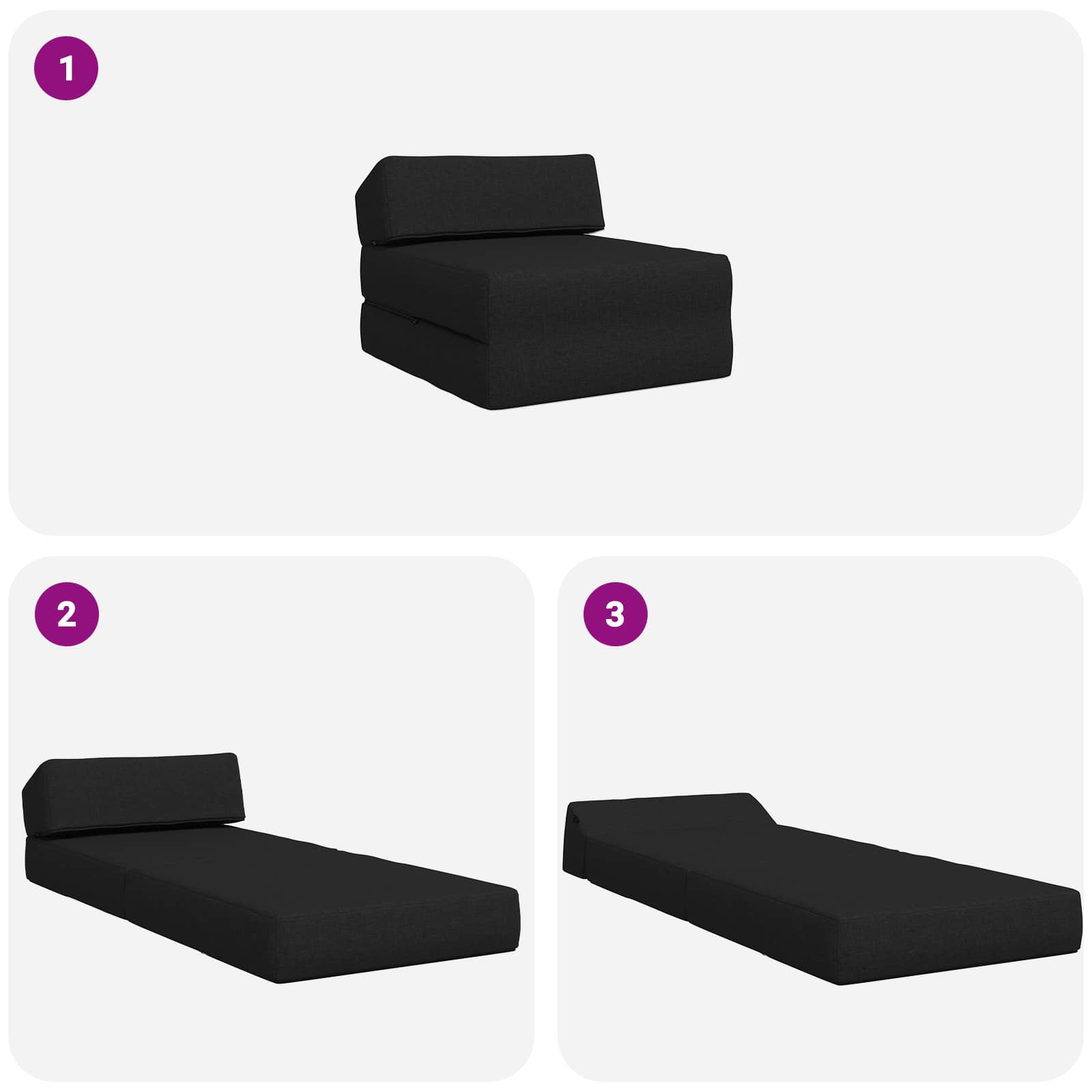 Sofa na razvlačenje Crna 60 x 70 x 41 cm Tkanina