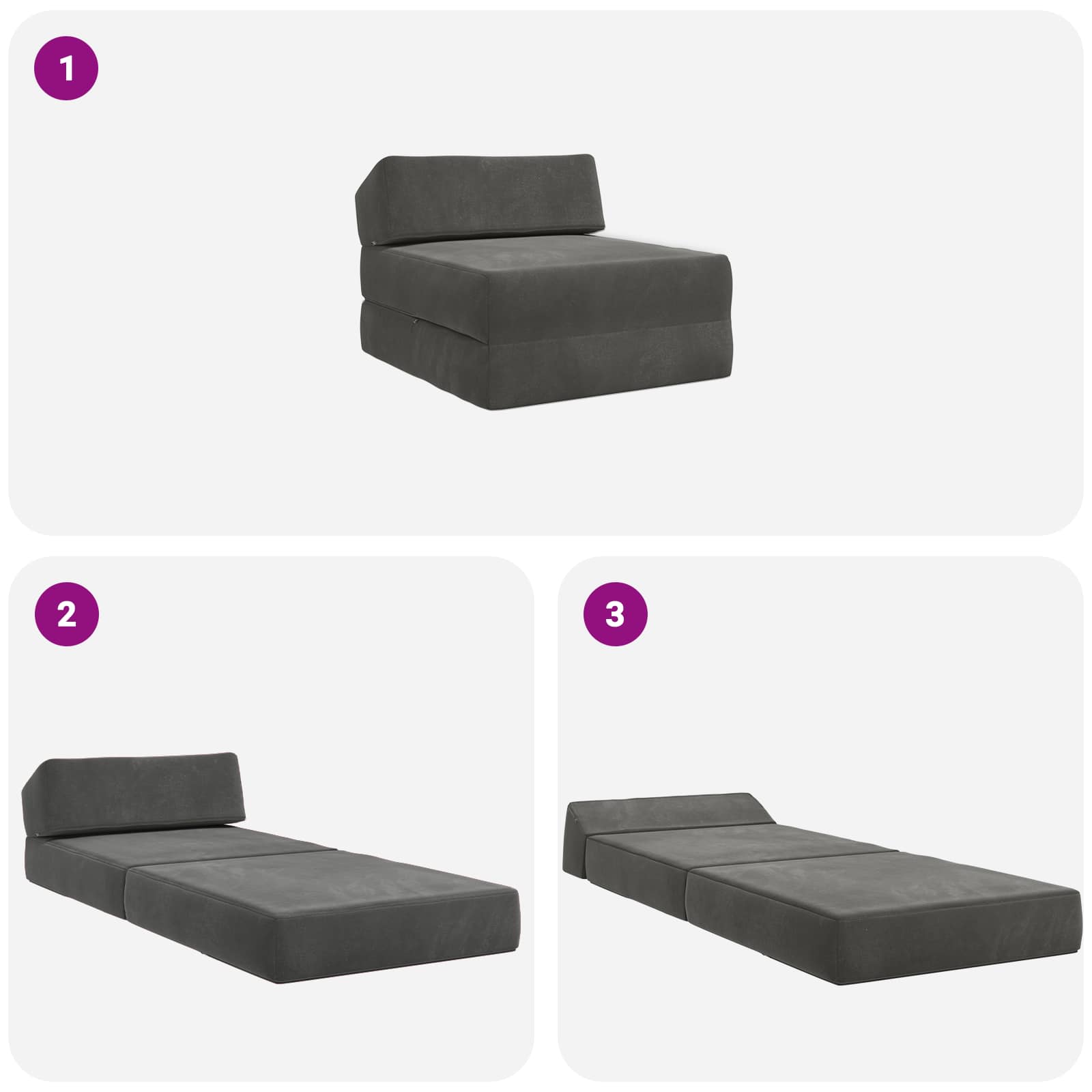 Sofa na razvlačenje Tamnosiva 60 x 70 x 41 cm Tkanina