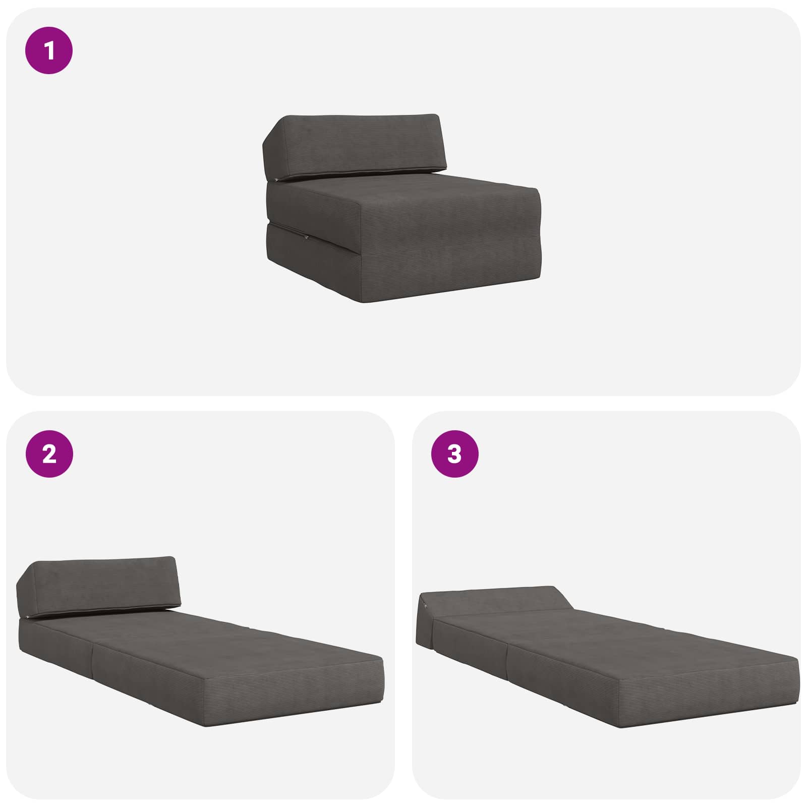 Sofa na razvlačenje Tamnosiva 60 x 70 x 41 cm Tkanina