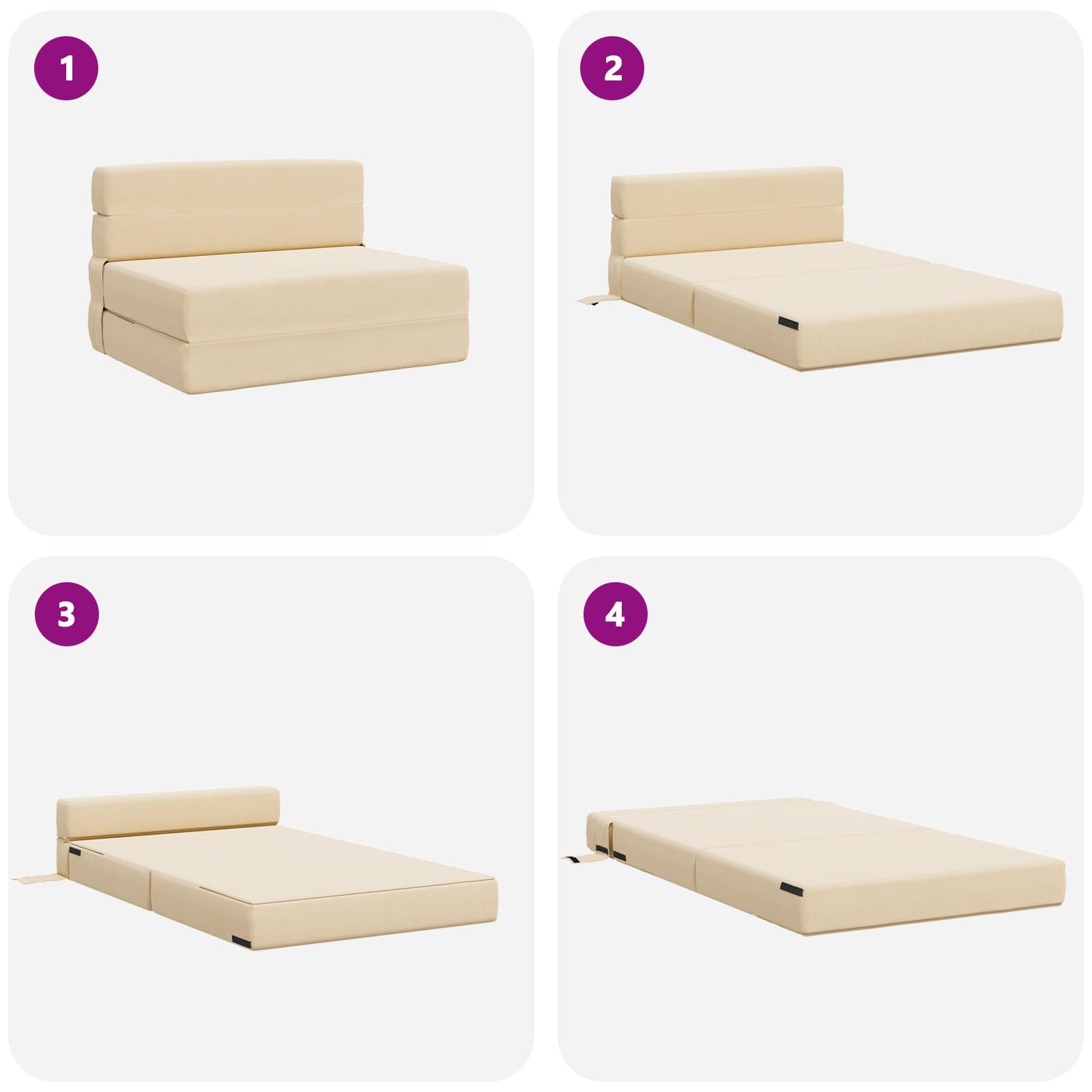 Sofa na razvlačenje Krem 70 x 72 x 60 cm Tkanina