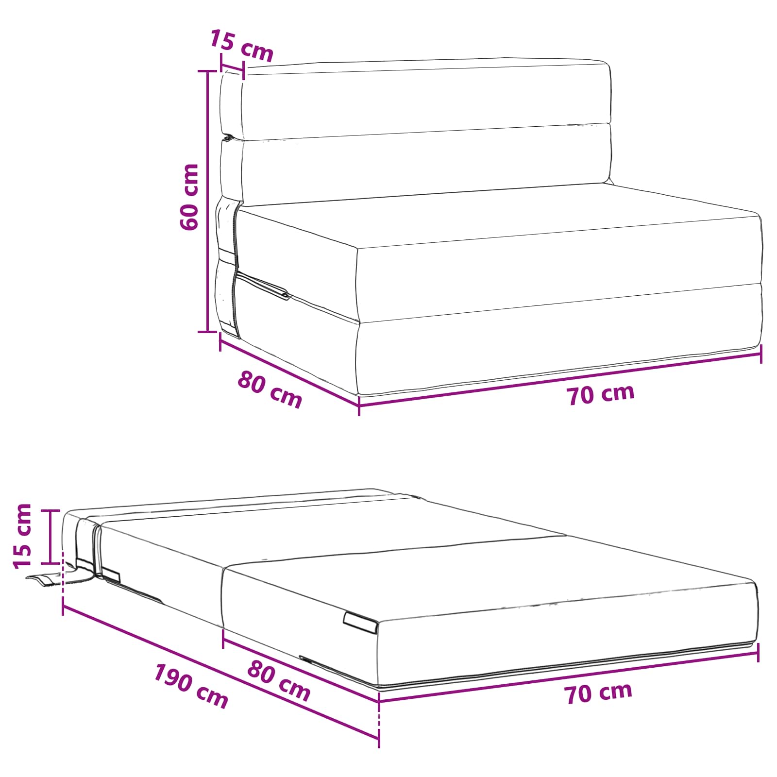 Sofa na razvlačenje Plava 70 x 80 x 60 cm Tkanina