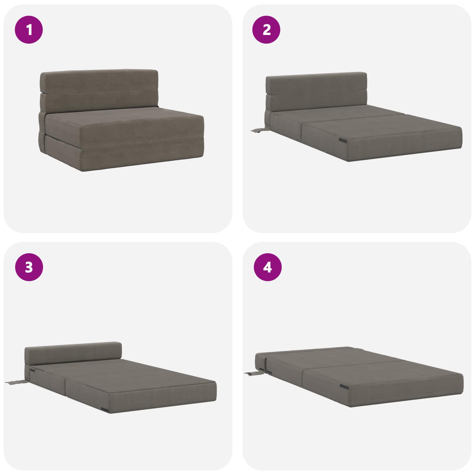 Sofa na razvlačenje Svjetlosiva 100 x 80 x 60 cm Tkanina