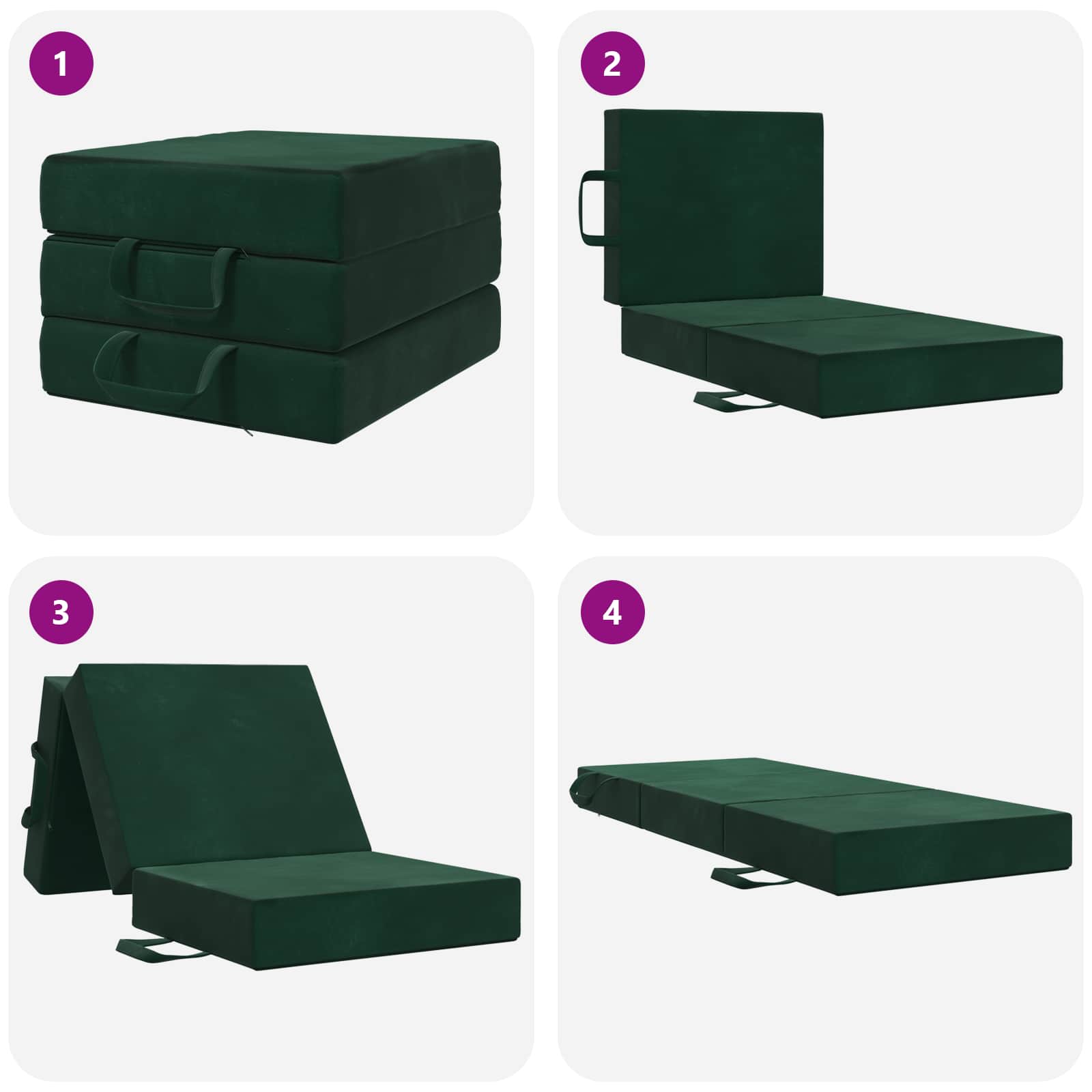 Sofa na razvlačenje 90 x 63 x 45 cm Tamnozelena