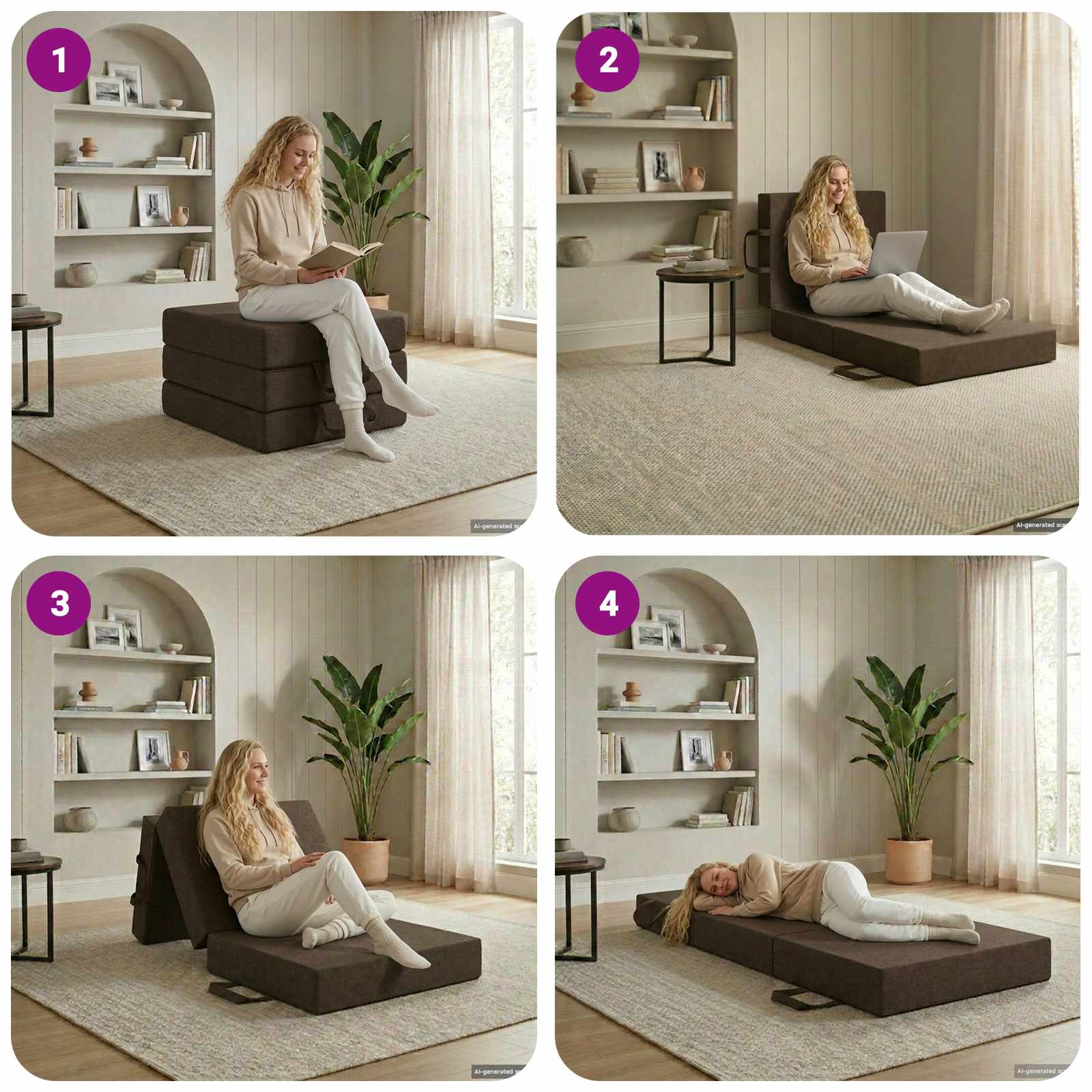 Sofa na razvlačenje 75 x 67 x 45 cm Sivosmeđa