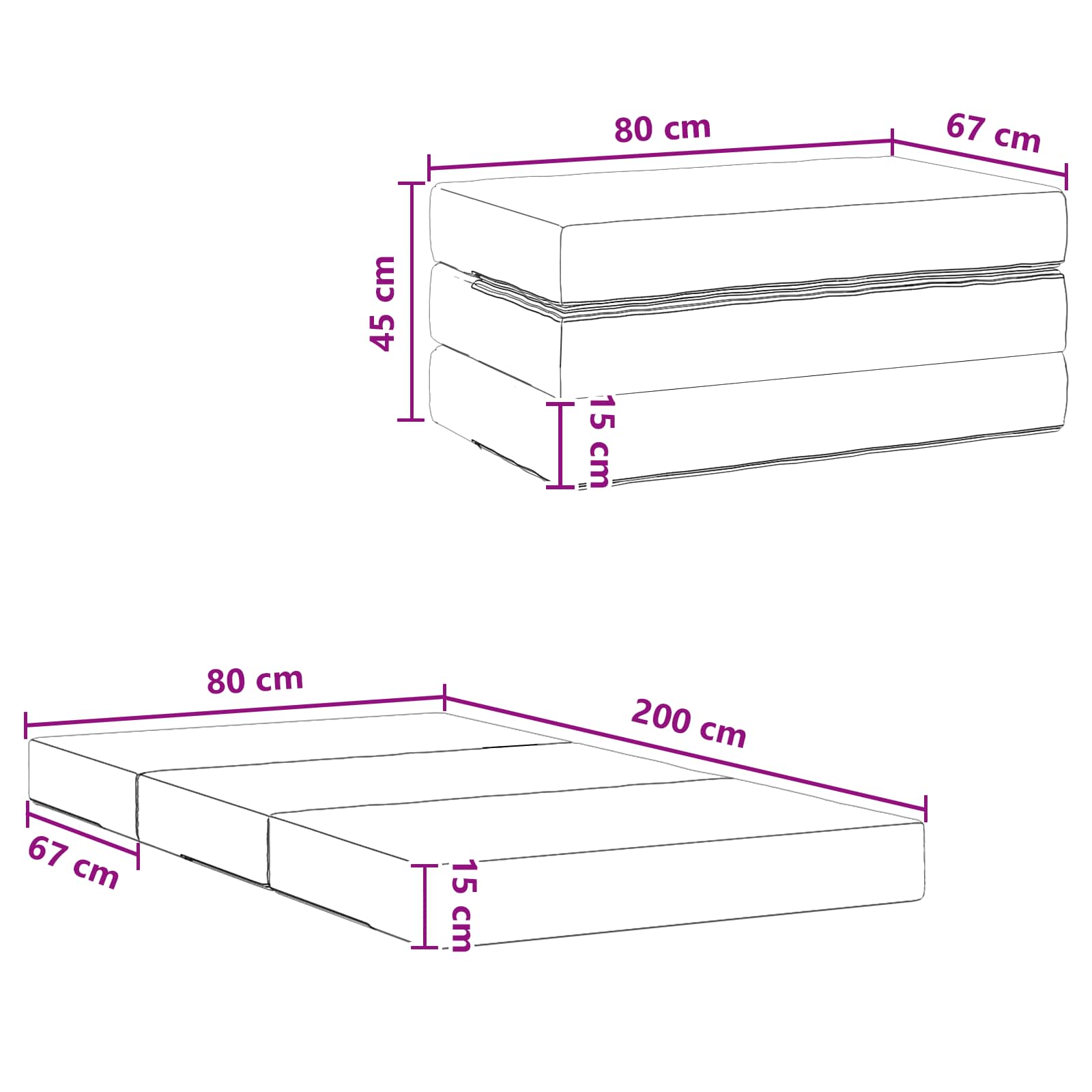 Sofa na razvlačenje 80 x 67 x 45 cm Tamnozelena