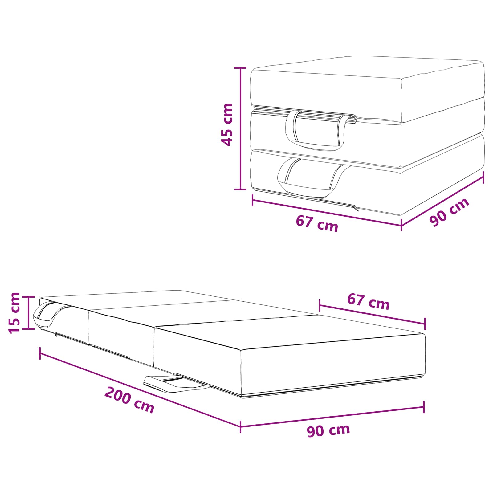 Sofa na razvlačenje 90 x 67 x 45 cm Tamnosiva