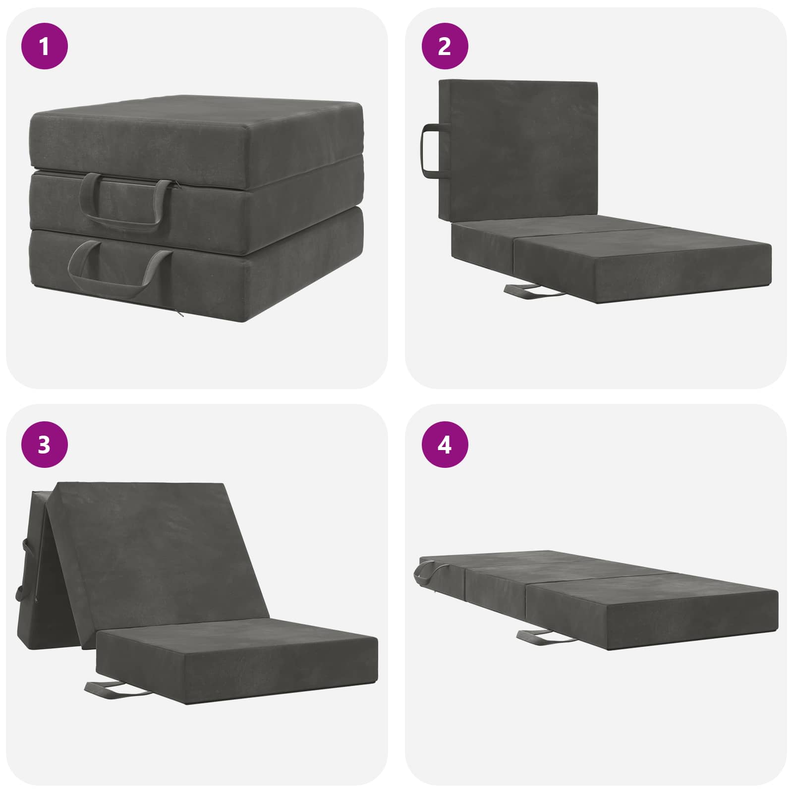 Sofa na razvlačenje 90 x 67 x 45 cm Tamnosiva