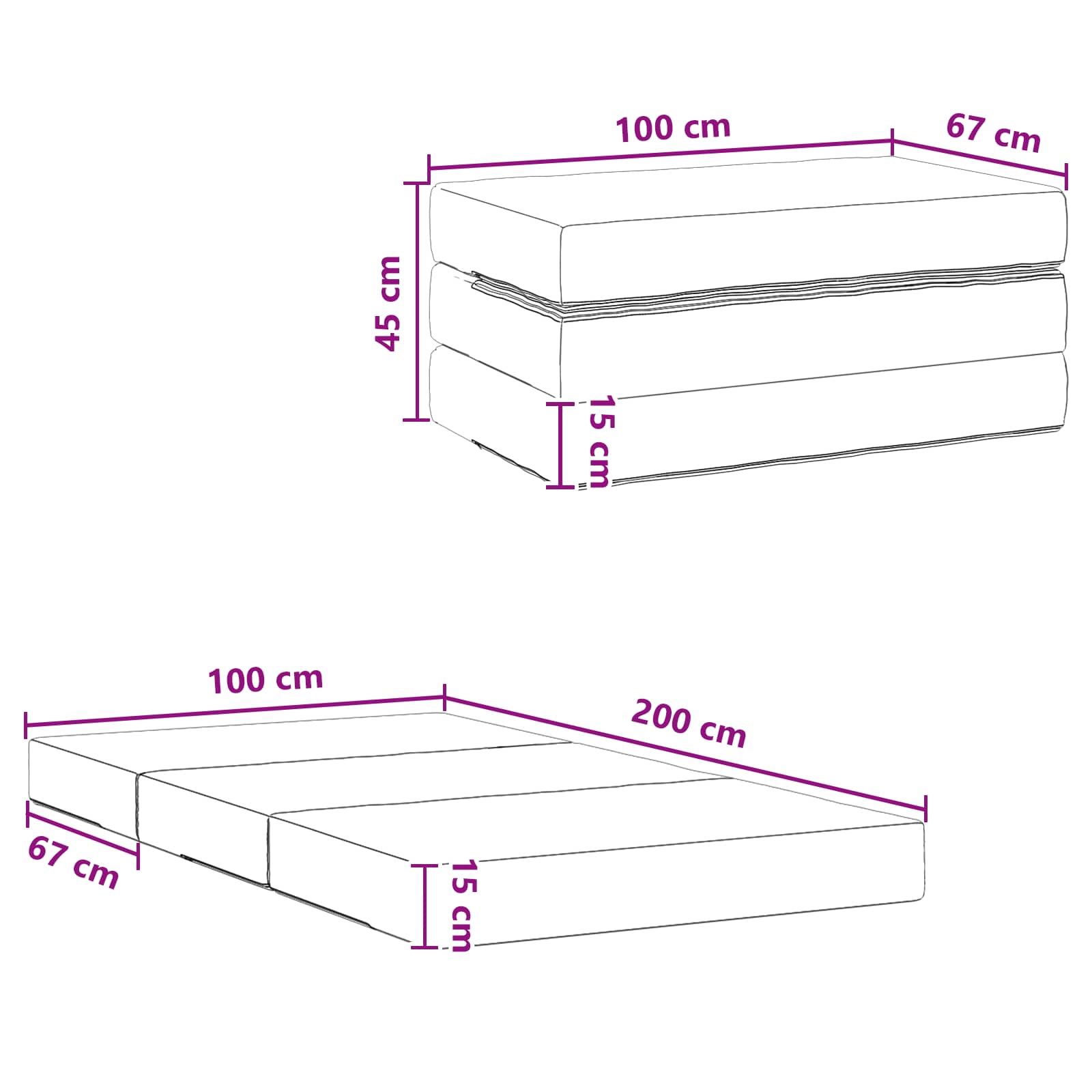 Sofa na razvlačenje 100 x 67 x 45 cm Svjetlosiva
