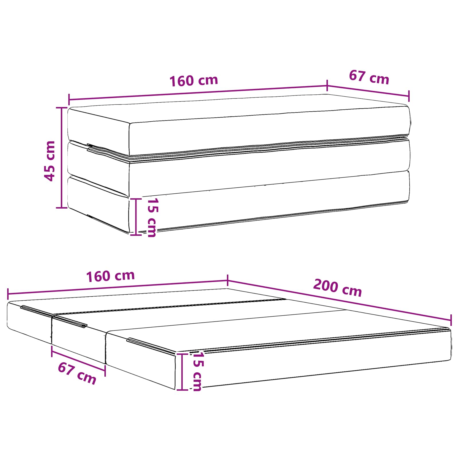 Sofa na razvlačenje 160 x 67 x 45 cm Ružičasta