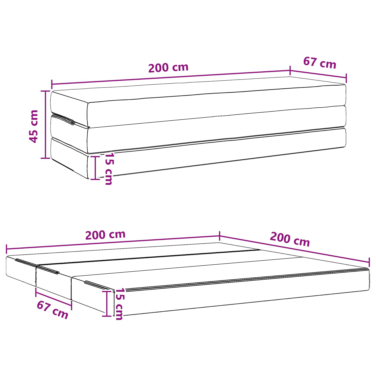 Sofa na razvlačenje 200 x 67 x 45 cm Tamnozelena