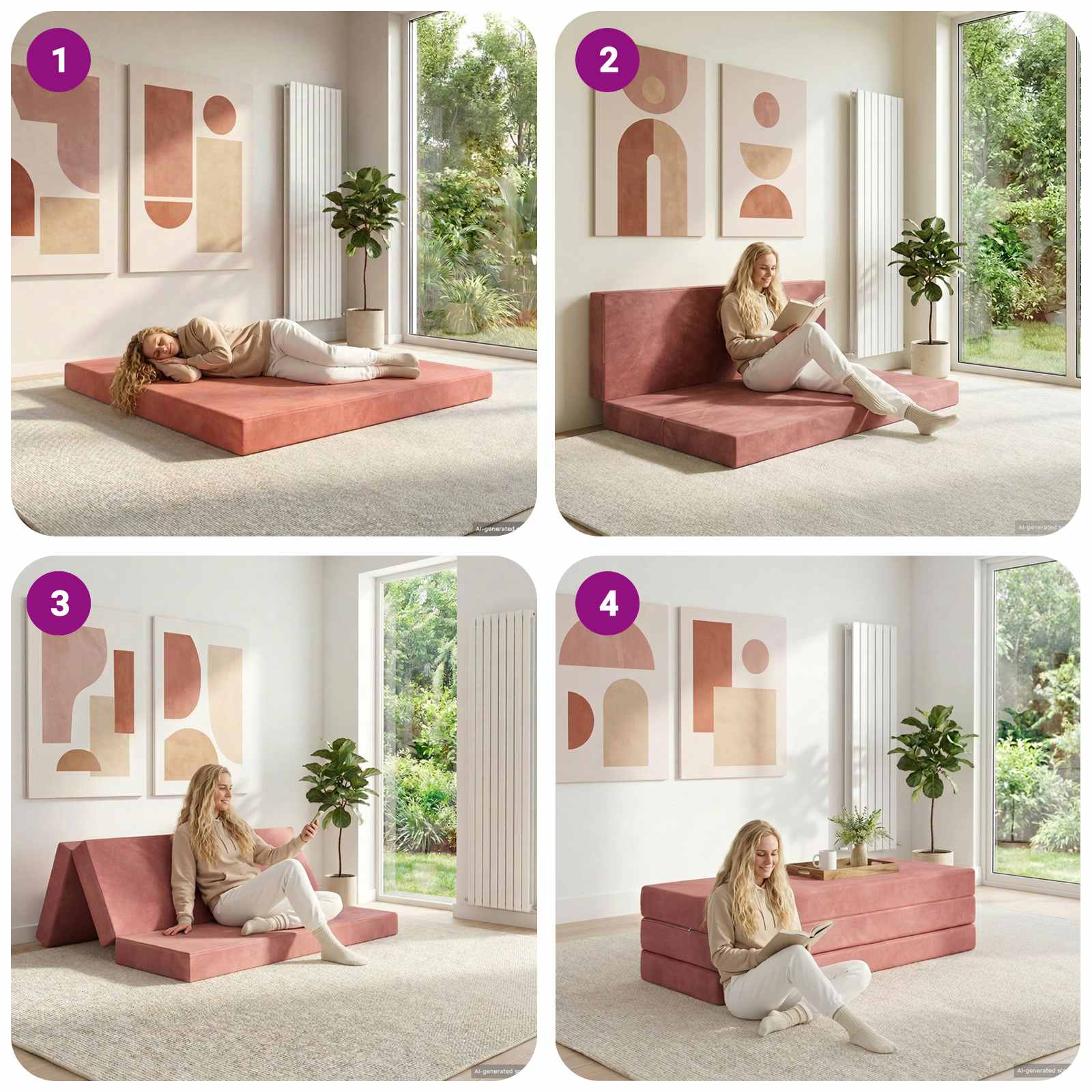 Sofa na razvlačenje 200 x 67 x 45 cm Ružičasta