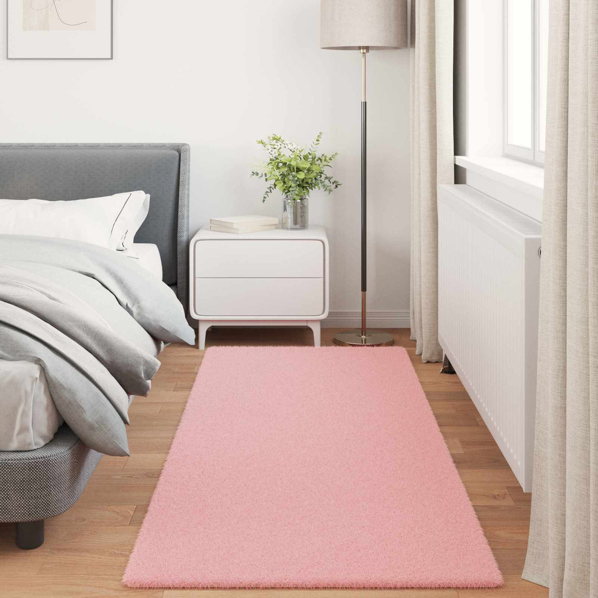 Protuklizni tepih od umjetnog zečjeg krzna OLITE Ružičasta 100 x 200 cm