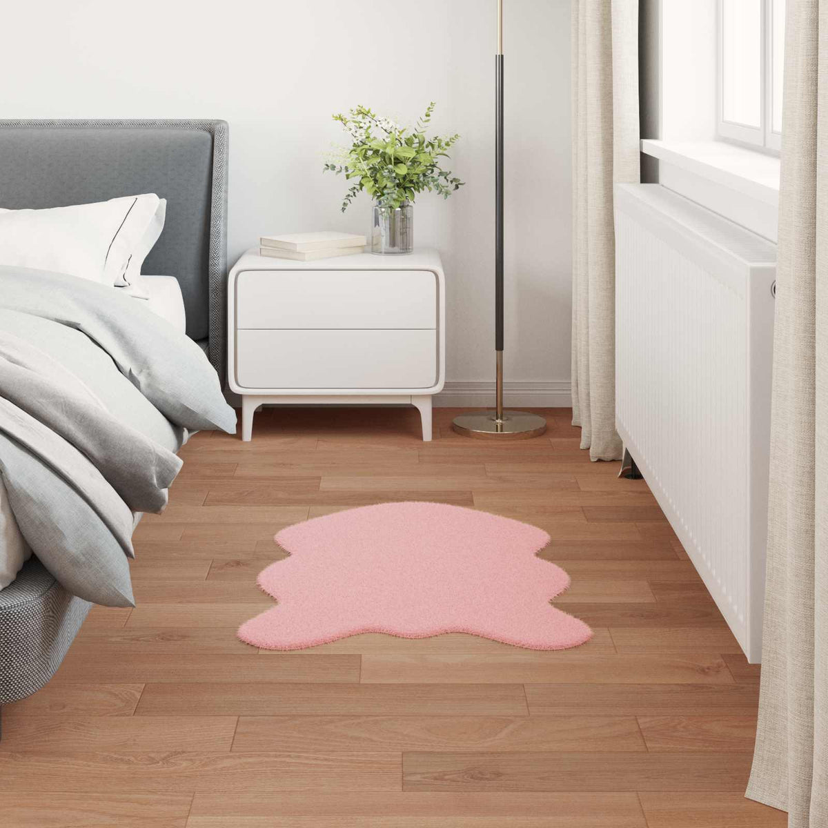 Protuklizni tepih od umjetnog zečjeg krzna OLITE Ružičasta 50 x 80 cm