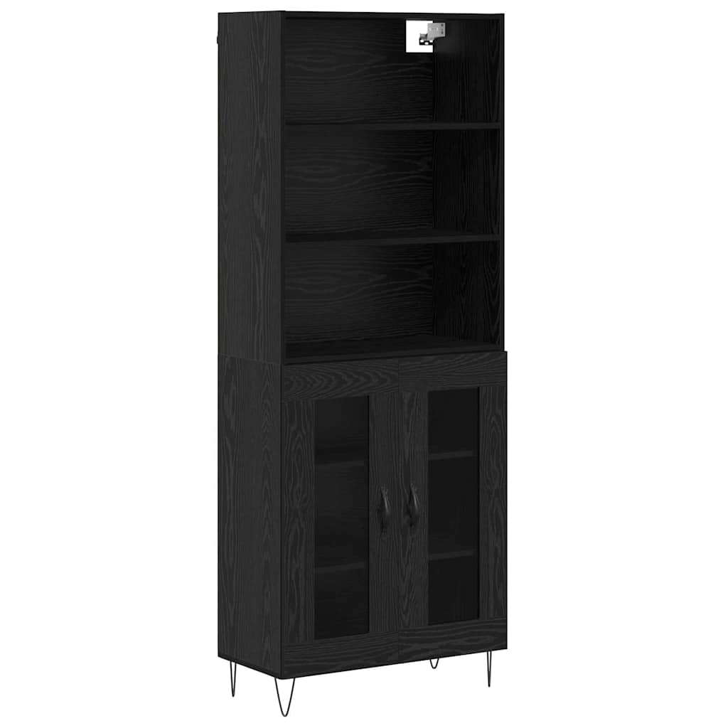 Highboard 2 pcs Crni hrast Konstruirano drvo