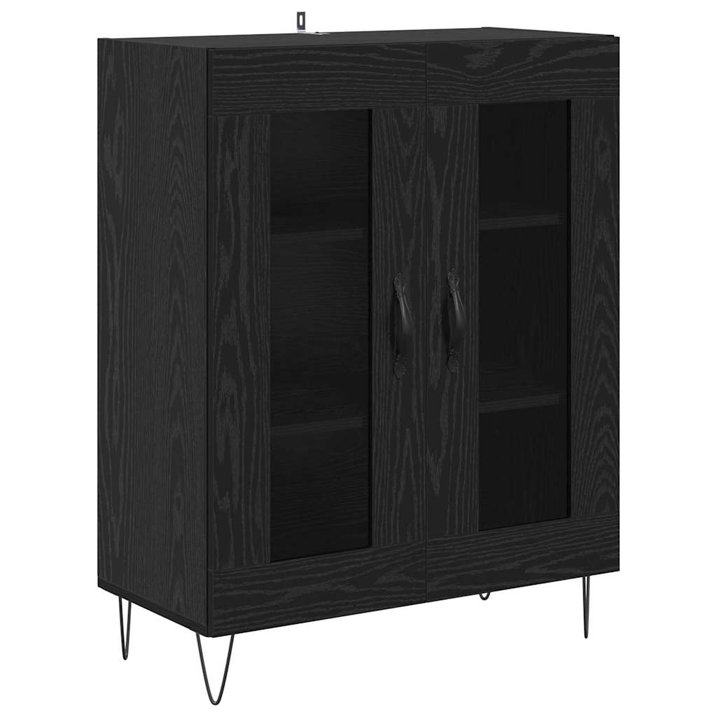 Highboard 2 pcs Crni hrast Konstruirano drvo