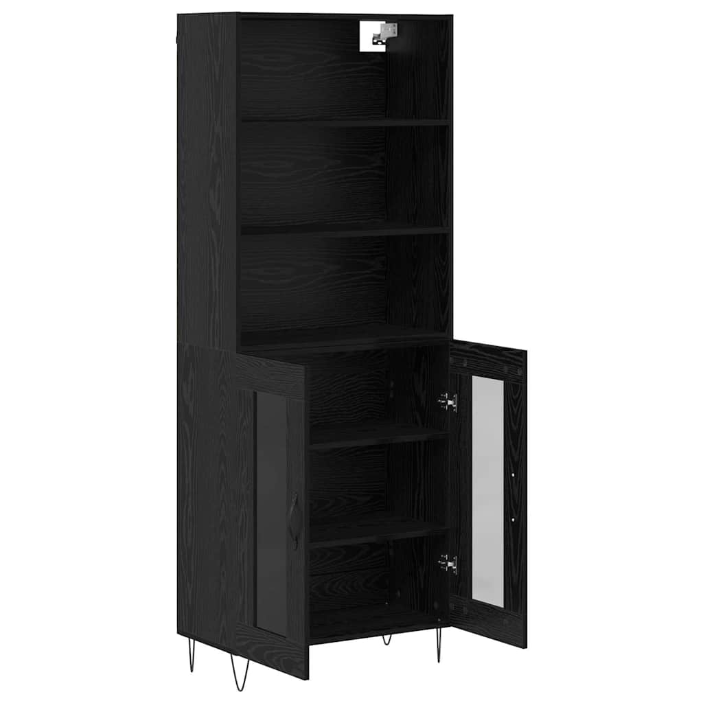 Highboard 2 pcs Crni hrast Konstruirano drvo