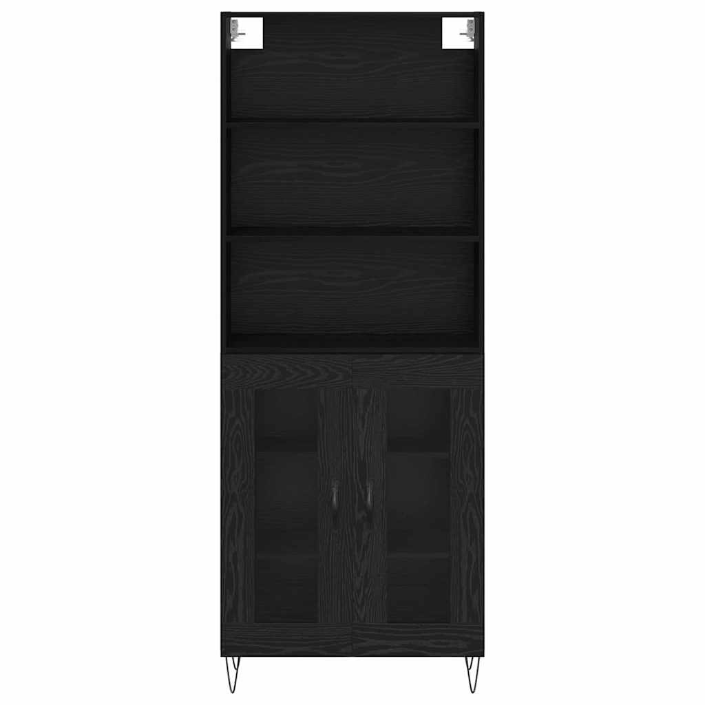 Highboard 2 pcs Crni hrast Konstruirano drvo