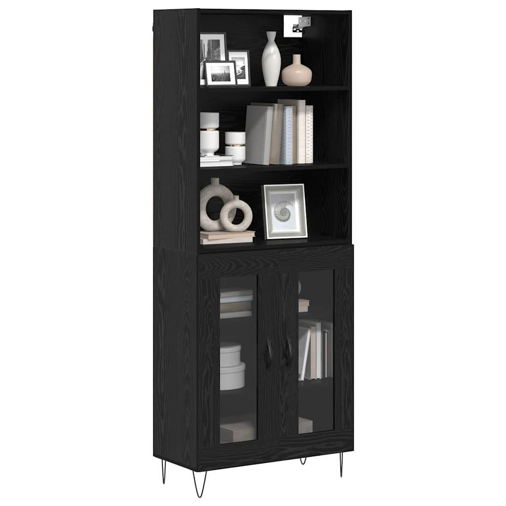 Highboard 2 pcs Crni hrast Konstruirano drvo