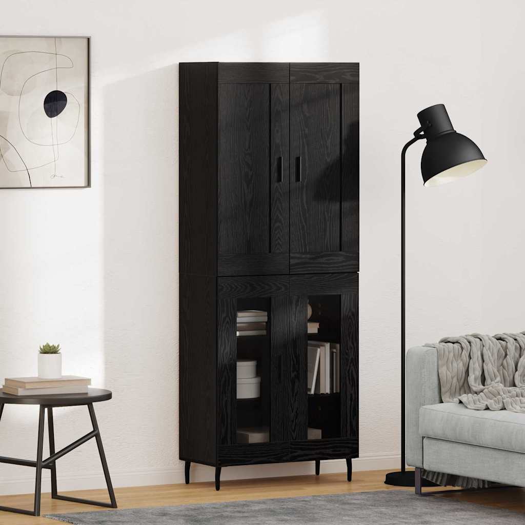 Highboard 2 pcs Crni hrast Konstruirano drvo