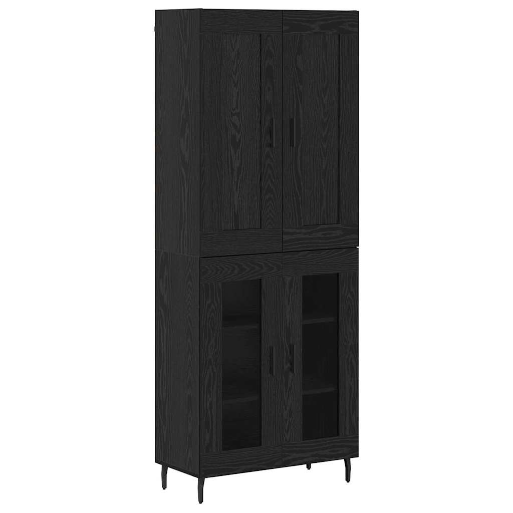 Highboard 2 pcs Crni hrast Konstruirano drvo