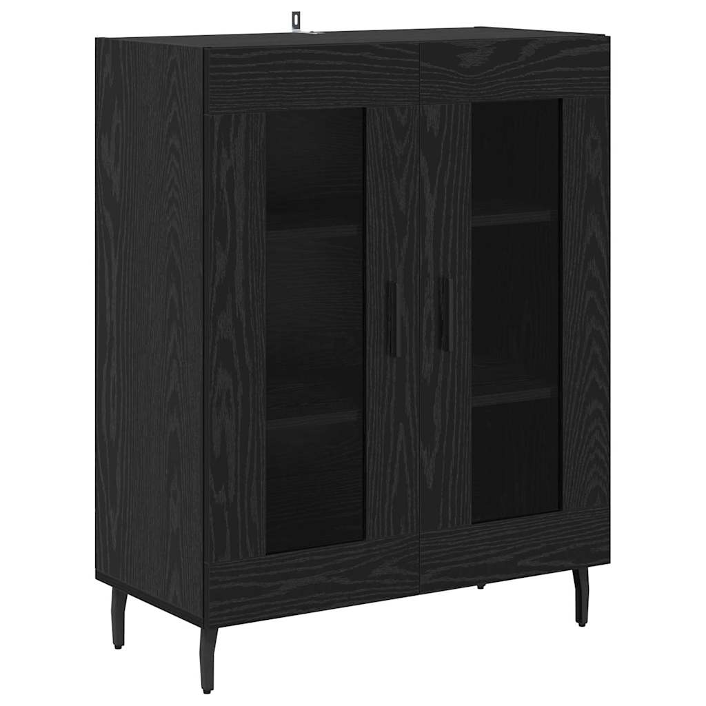 Highboard 2 pcs Crni hrast Konstruirano drvo