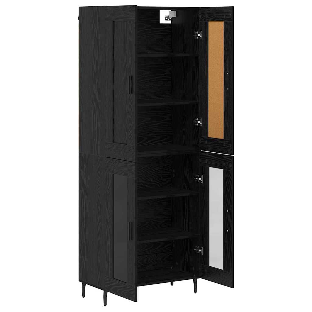 Highboard 2 pcs Crni hrast Konstruirano drvo