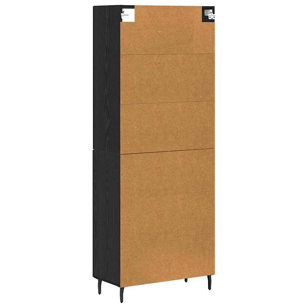 Highboard 2 pcs Crni hrast Konstruirano drvo