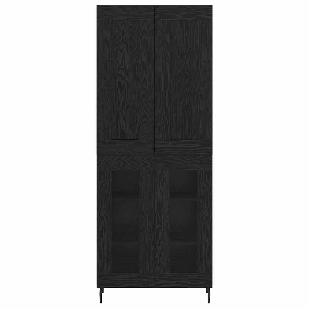 Highboard 2 pcs Crni hrast Konstruirano drvo