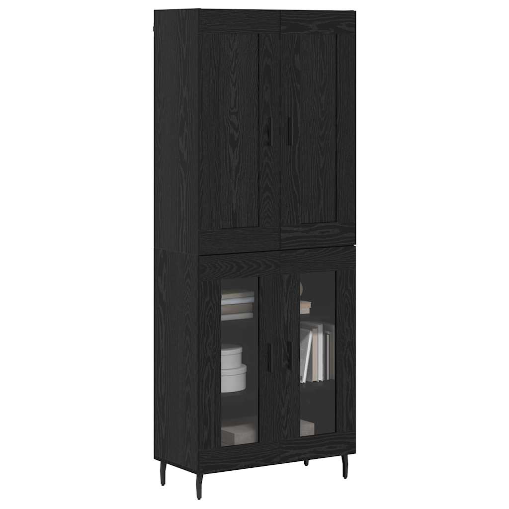 Highboard 2 pcs Crni hrast Konstruirano drvo