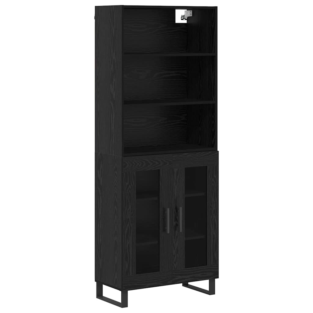 Highboard 2 pcs Crni hrast Konstruirano drvo