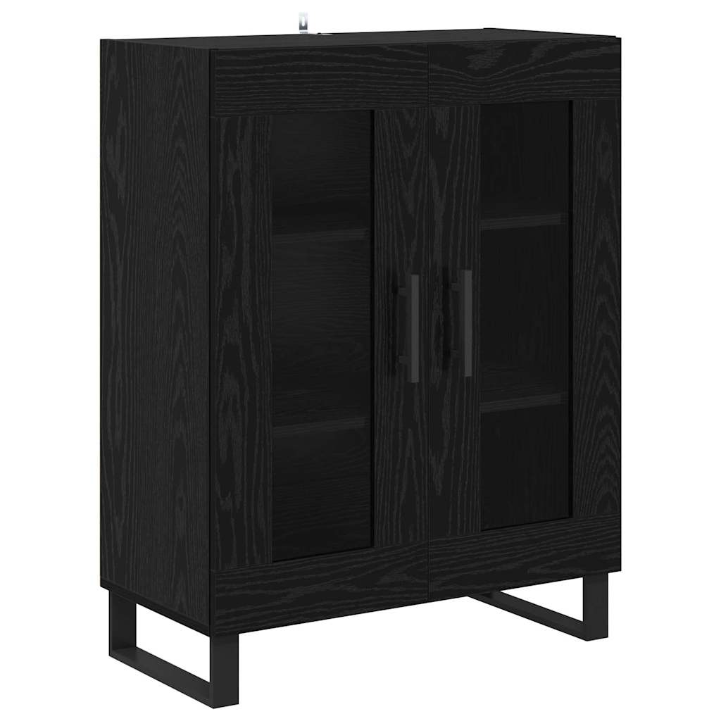 Highboard 2 pcs Crni hrast Konstruirano drvo