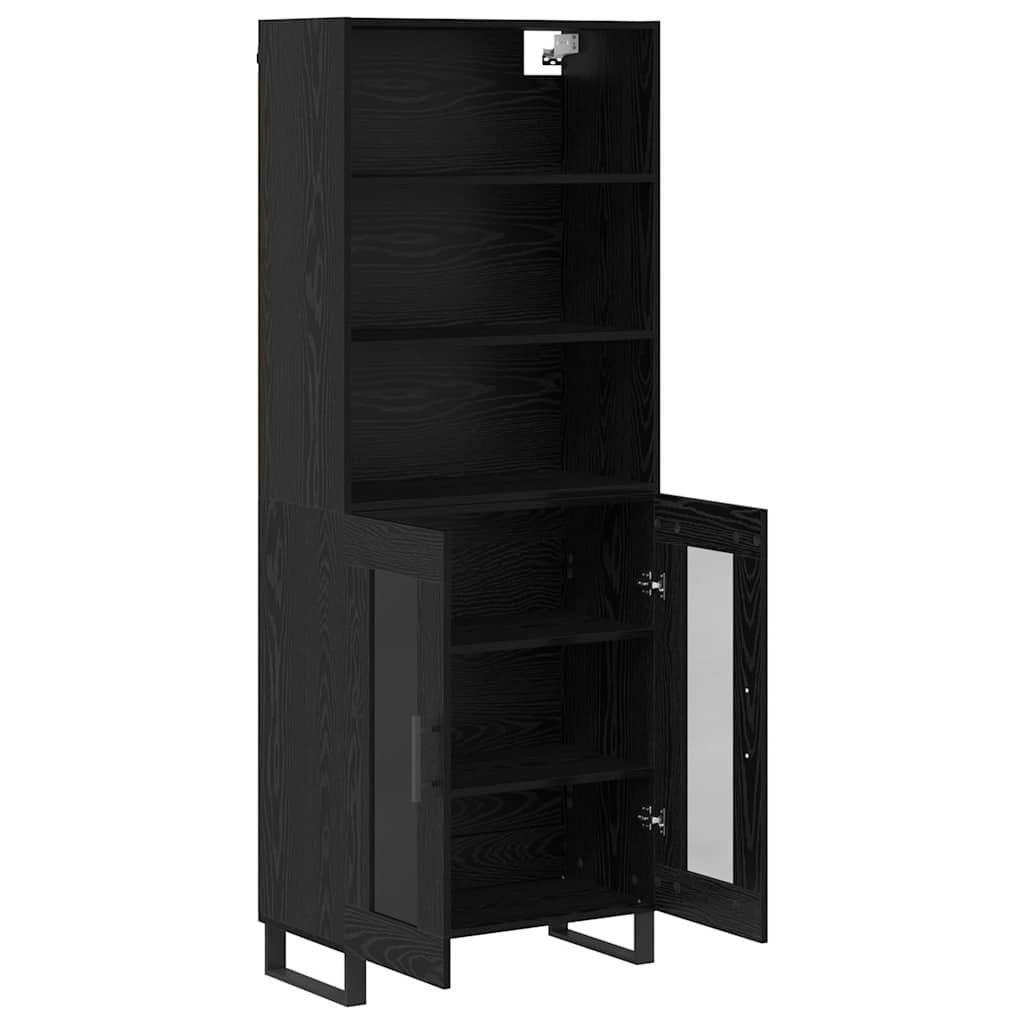 Highboard 2 pcs Crni hrast Konstruirano drvo