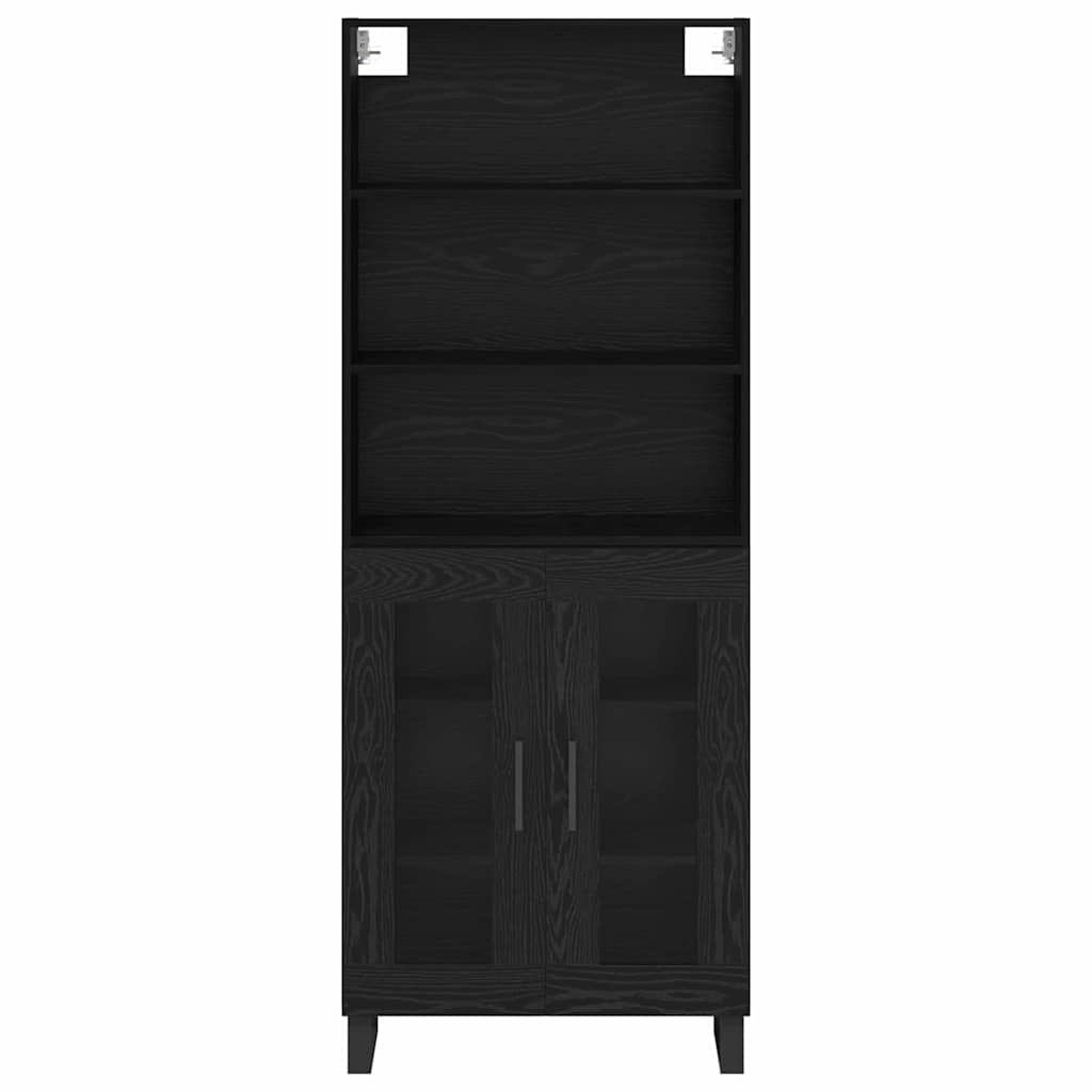 Highboard 2 pcs Crni hrast Konstruirano drvo