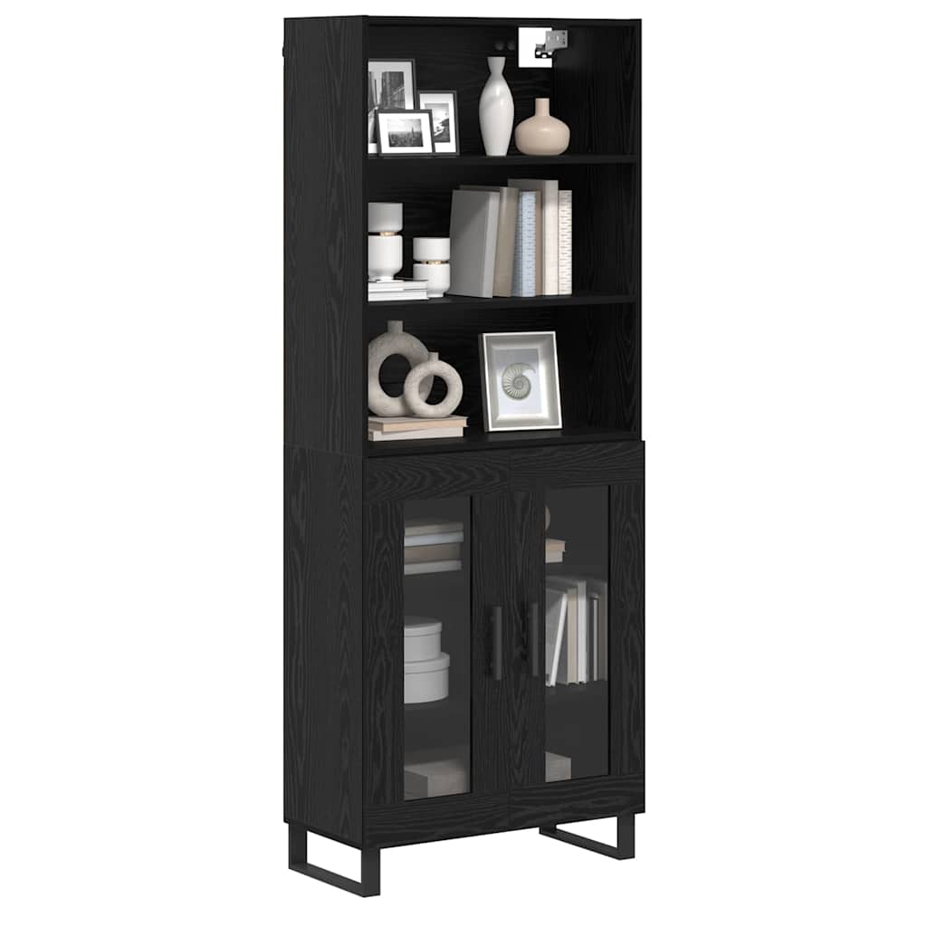 Highboard 2 pcs Crni hrast Konstruirano drvo