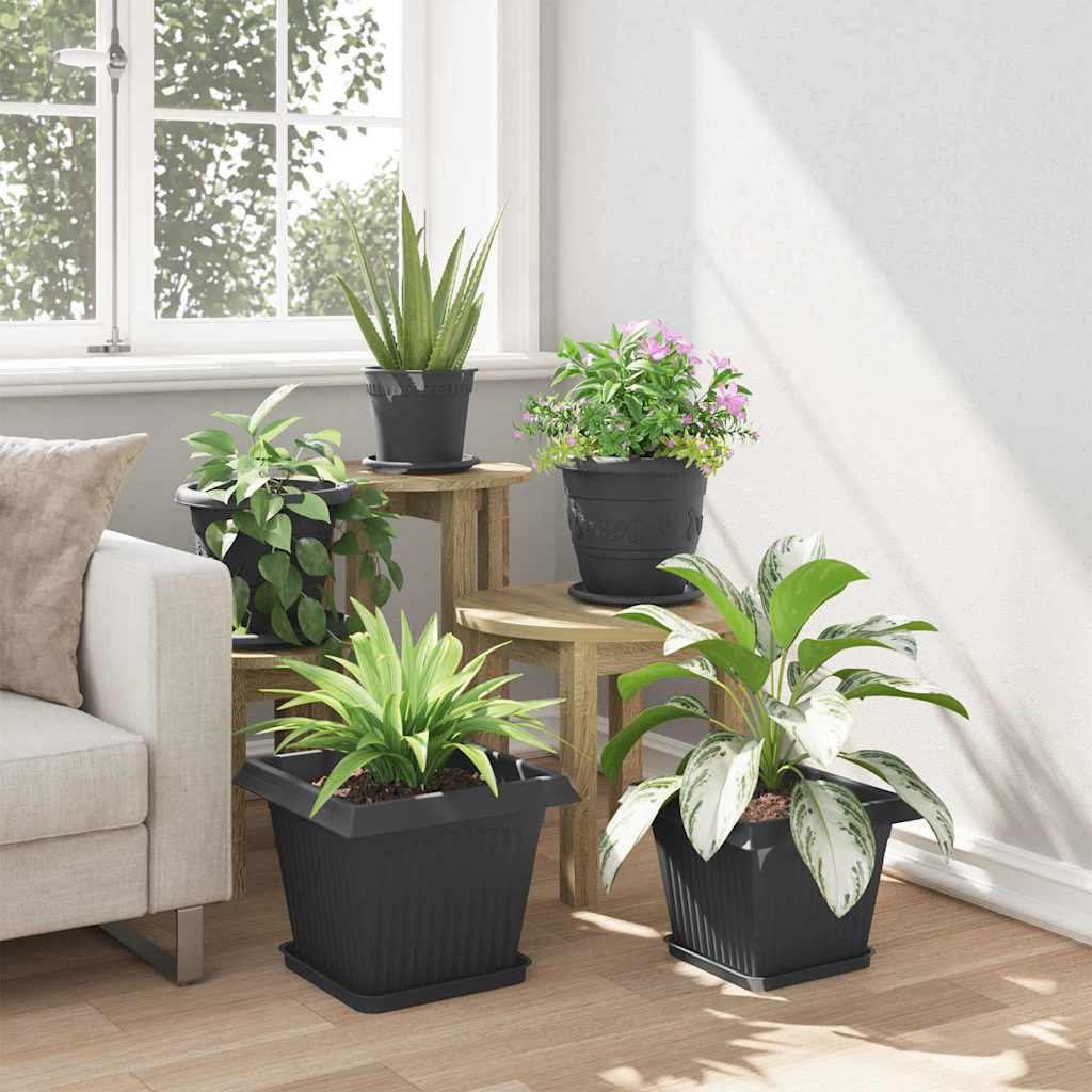 Kvadratna saksija za cvijeće 6 pcs Crna 33 x 33 x 26 cm