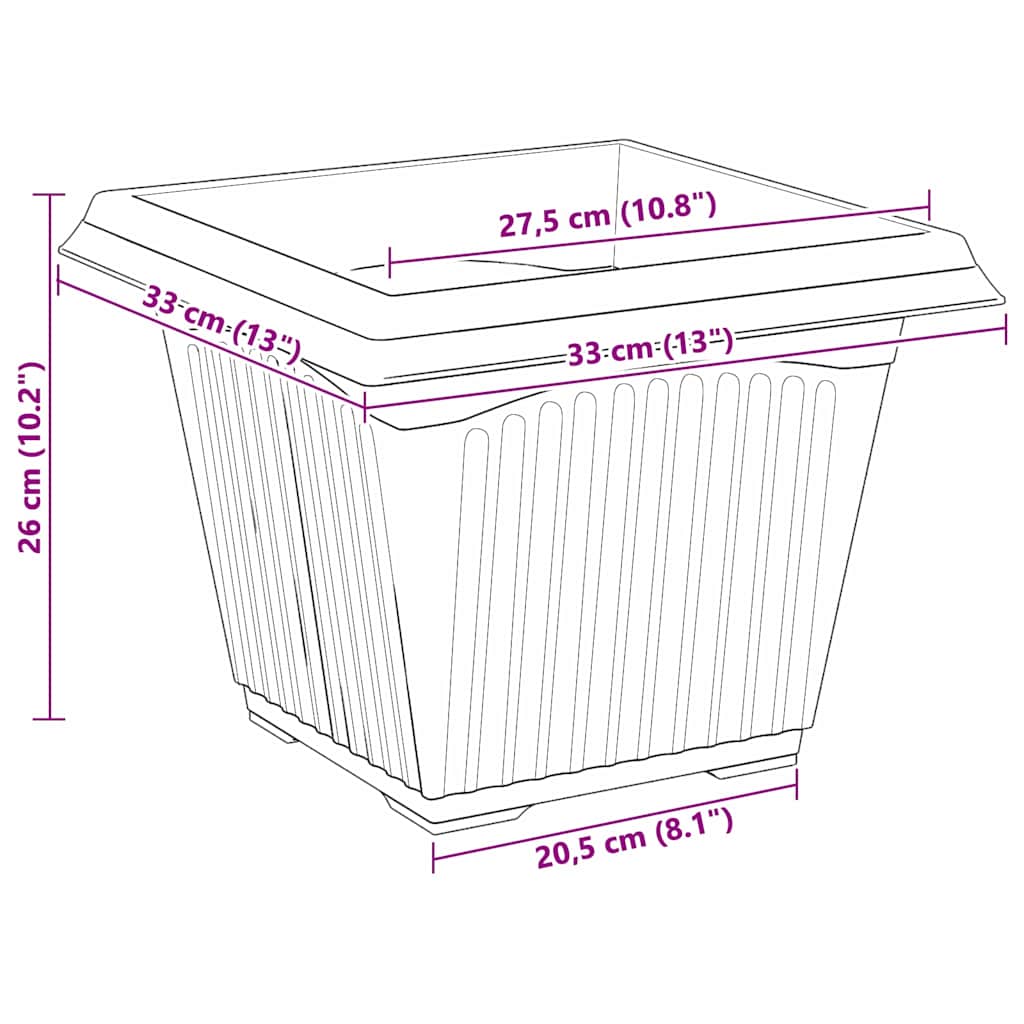 Kvadratna saksija za cvijeće 6 pcs Crna 33 x 33 x 26 cm