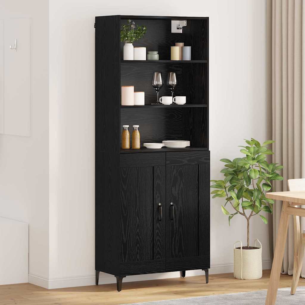 Highboard 2 pcs Crni hrast Konstruirano drvo
