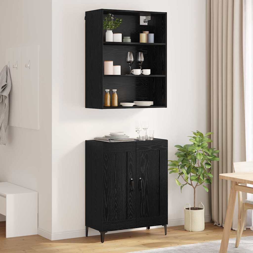 Highboard 2 pcs Crni hrast Konstruirano drvo