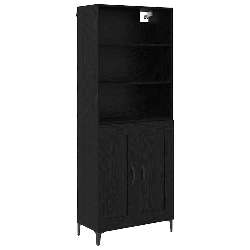 Highboard 2 pcs Crni hrast Konstruirano drvo