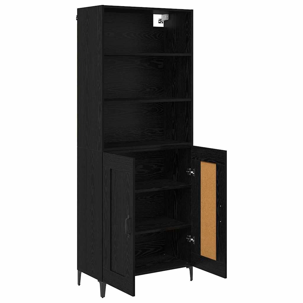 Highboard 2 pcs Crni hrast Konstruirano drvo